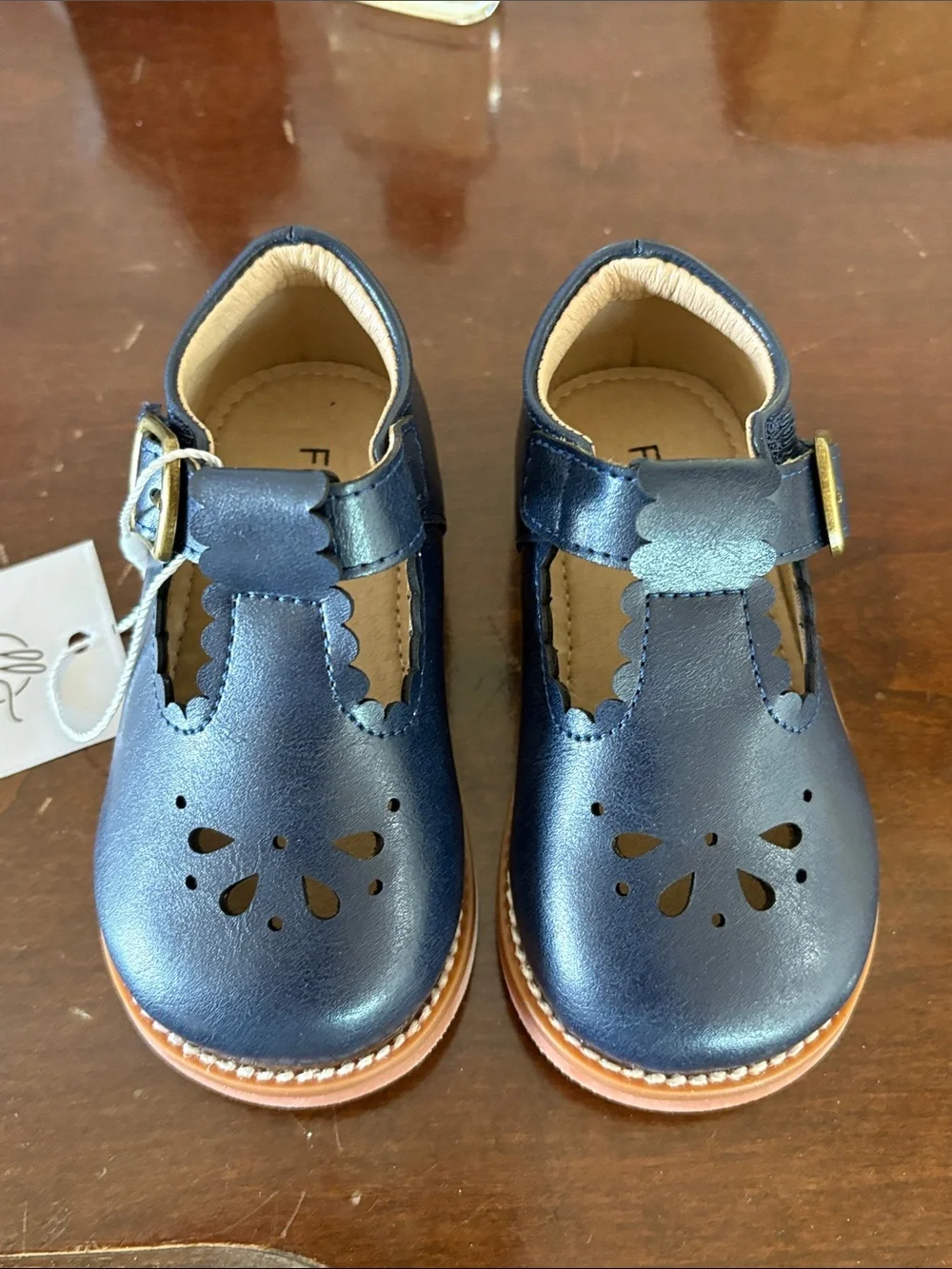 Felix & Flora Girls' Navy Scalloped Mary Jane Dress Shoes